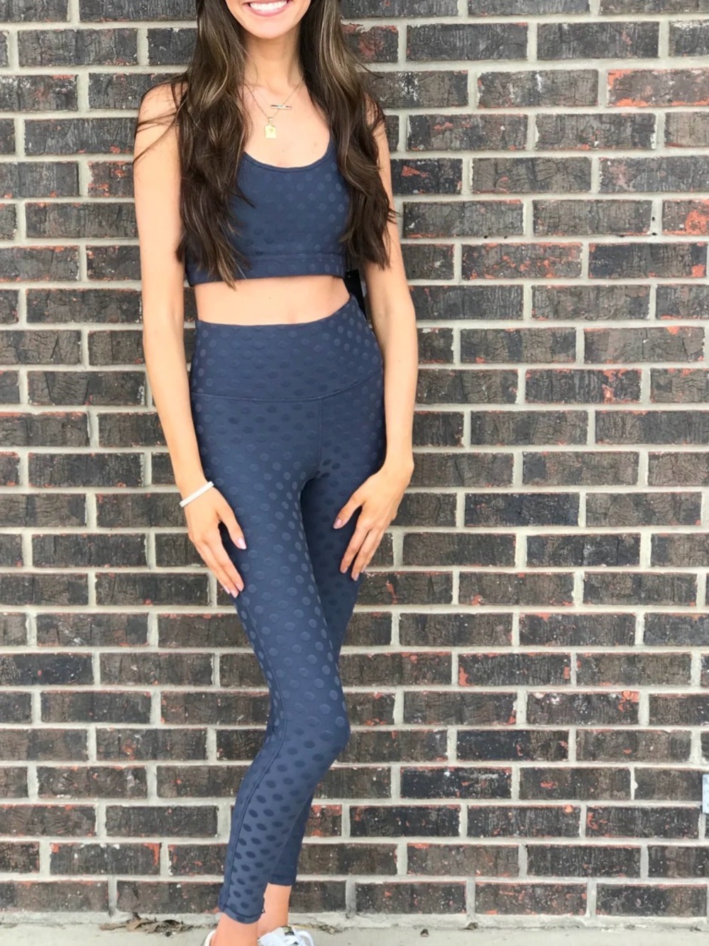 Mono B Textured Polka Dot High Rise Leggings